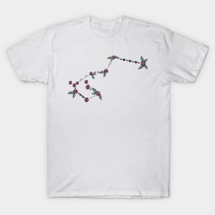 Carina (Keel) Constellation Roses and Hearts Doodle T-Shirt